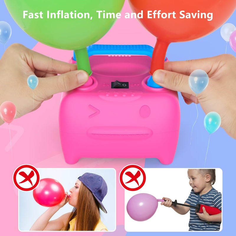 OWill Balloon Pump Electric, Balloon Inflator Electric Air Pump, Portable Dual Nozzle Balloons Air Pump Electric 600W Blow Machine for Party Decoration - Image 4